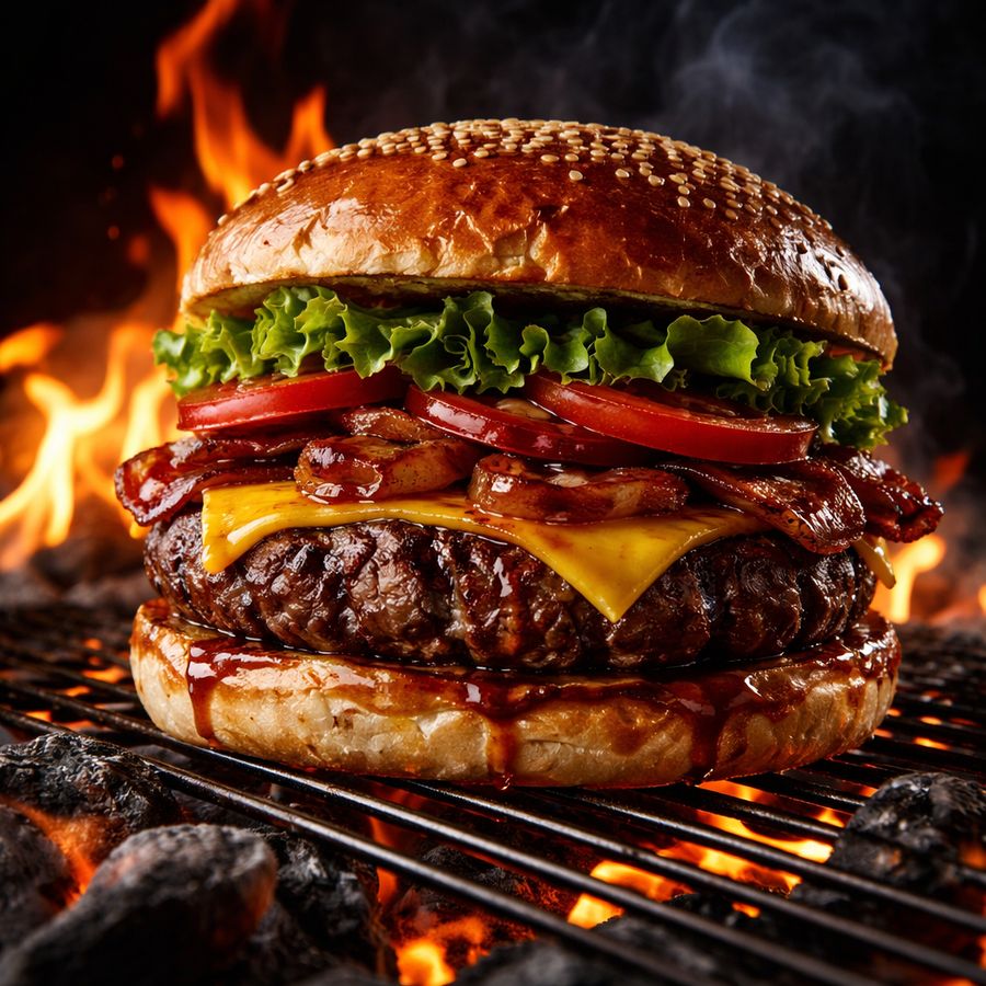 Charcoal grilled burger
