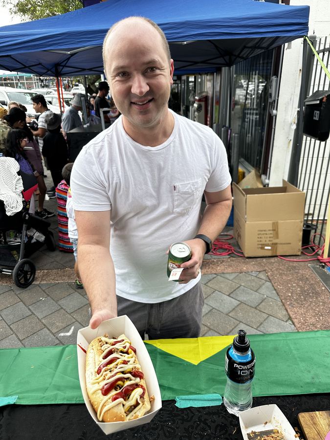 Customer enjoying BBQ