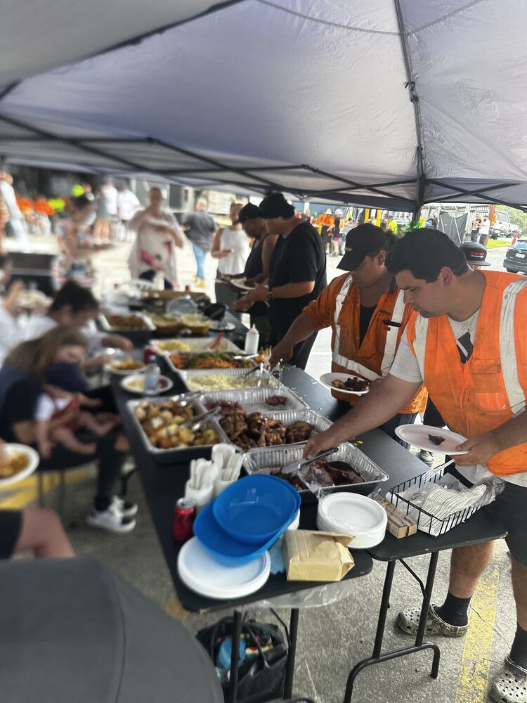 Guests serving themselves at the buffet