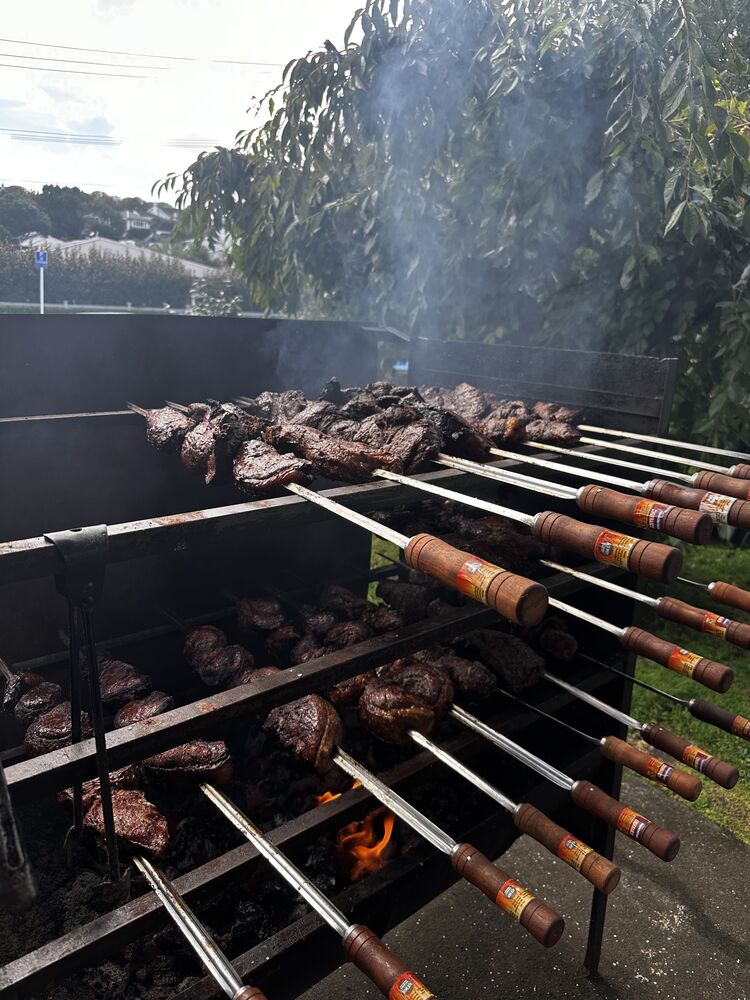 Picanha skewers on the charcoal grill